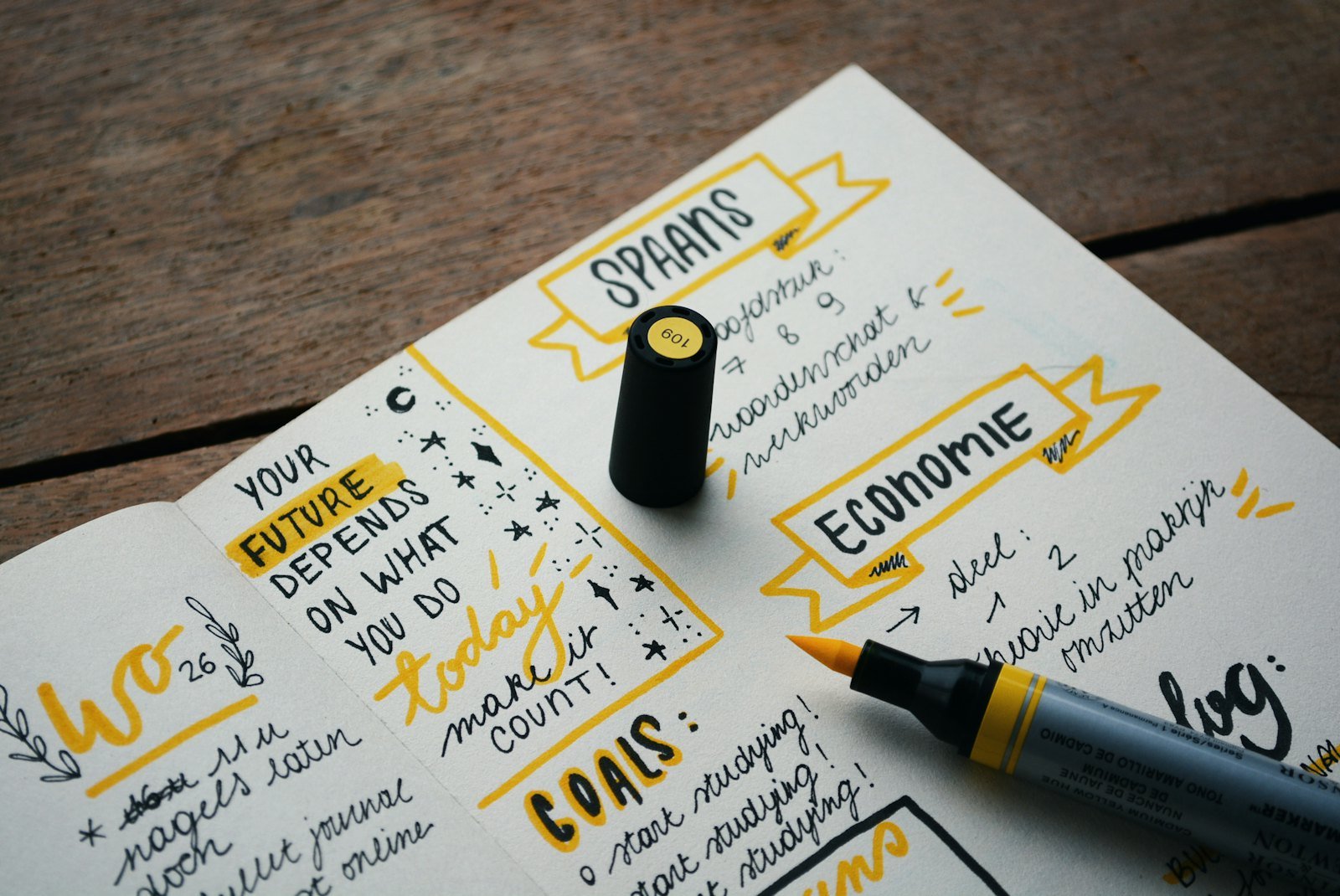Proposal template planning: a handwritten goals and timeline page in a notebook